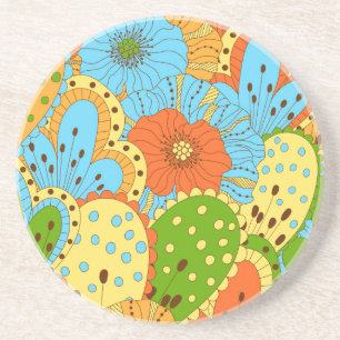 Porta-copos Floral Desenhado À Mão: Colorida Sem Costura