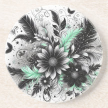 Floral preto e verde