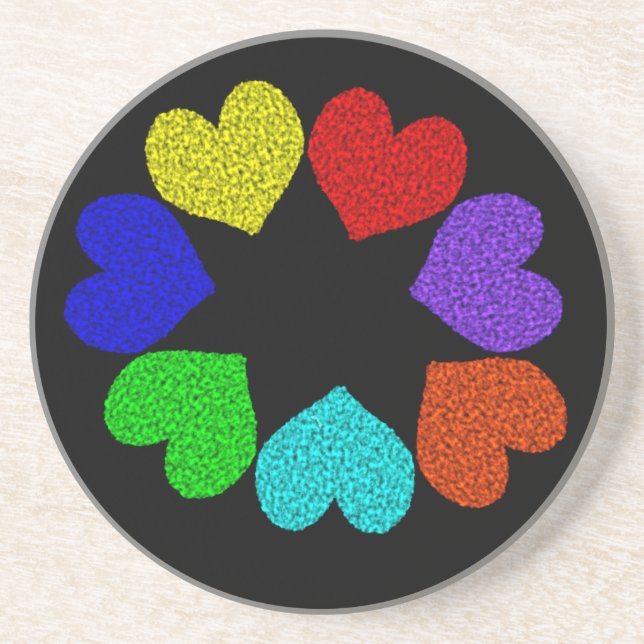 Porta-copos Floral Rainbow Love Hearts Portas copos (Frente)
