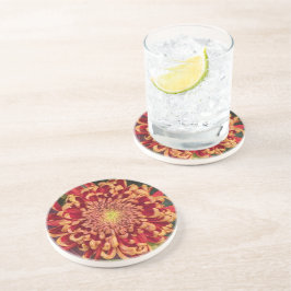 Porta-copos Floral, vermelho e amarelo,