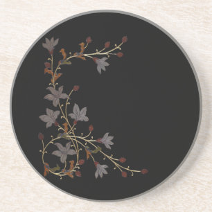 Porta-copos Flores Art Déco em Preto