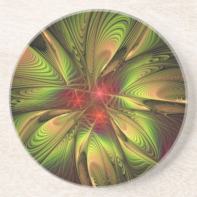 Porta-copos Flores de fantasia fractal suaves e tenra (Frente)