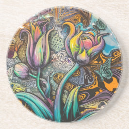 Porta-copos Flores de Mandala