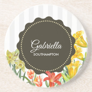 Porta-copos Flores de Mola Amarelo-Amarelo-Laranja