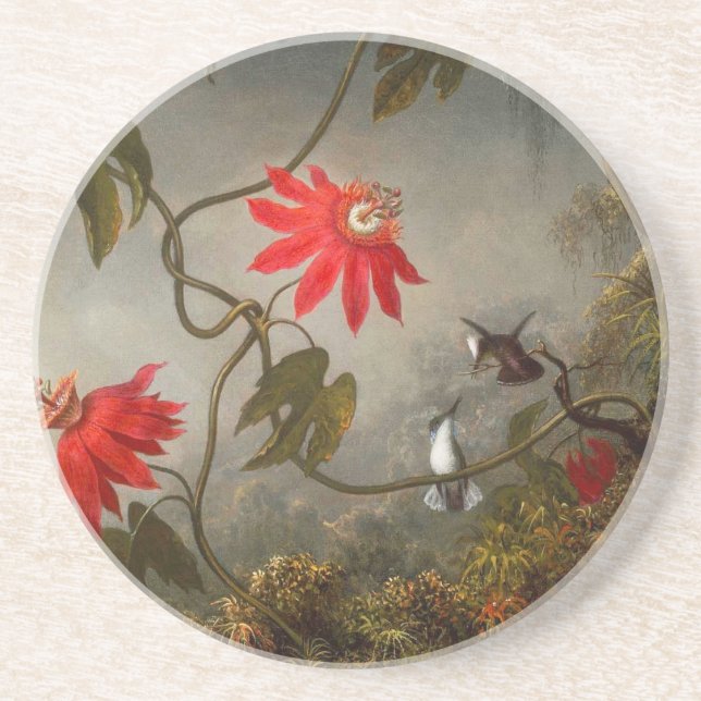Porta-copos Flores de Paixão com Pássaros Hummingbird (Frente)