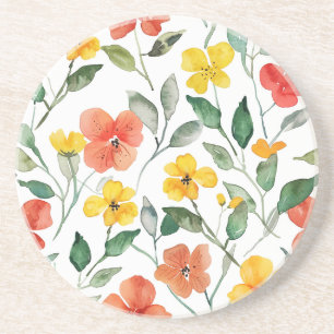 Porta-copos Flores de Pêssego Amarelo Vermelho