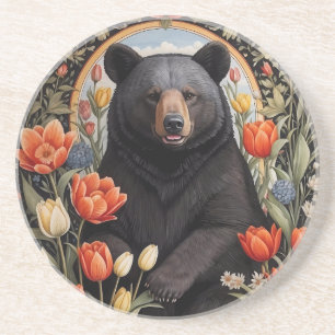 Porta-copos Flores de Tulipas Coloridas do Urso Negro