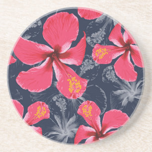 Porta-copos Flores Tropicais de Hibisco Design de Verão