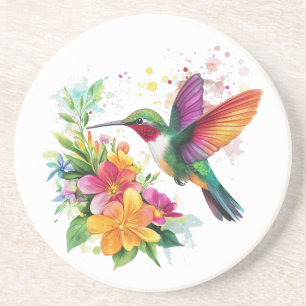 Porta-copos Flores Tropicais De Hummingbird