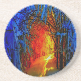 Porta-copos Fogo e Gelo Arte Lindo Azul, Laranja, Vermelho