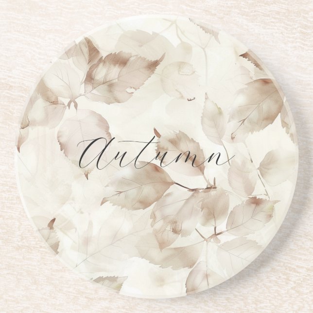 Porta-copos Folhas de Outono Bege Creme (Frente)