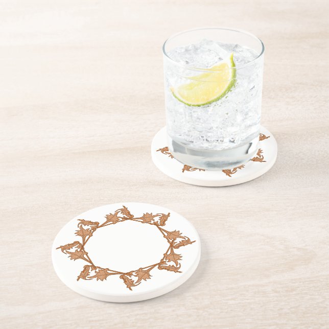 Porta copos - Folhas em Círculo (octógono) (Lateral)