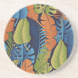Porta-copos Folhas tropicais, padrão floral sem costura.