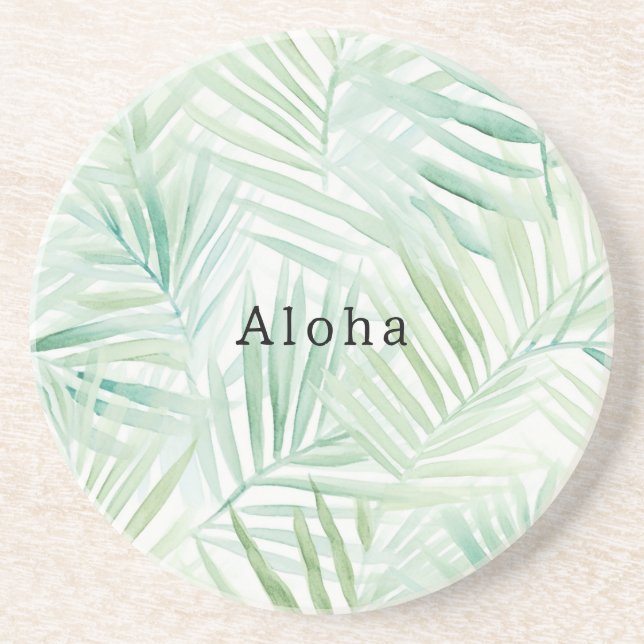 Porta-copos Folhas Tropicais Verdes Aloha (Frente)