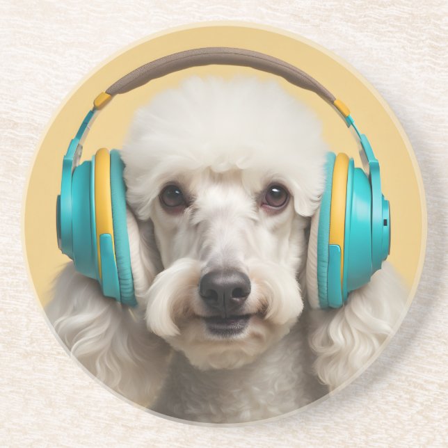 Porta-copos Fones de ouvido de veste de poodle (Frente)