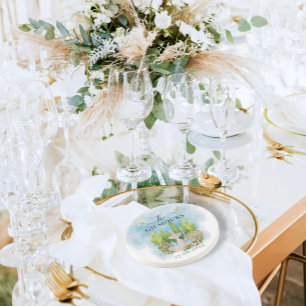 Porta-copos Fonte Elegante   flores pombas Casamento Luxo