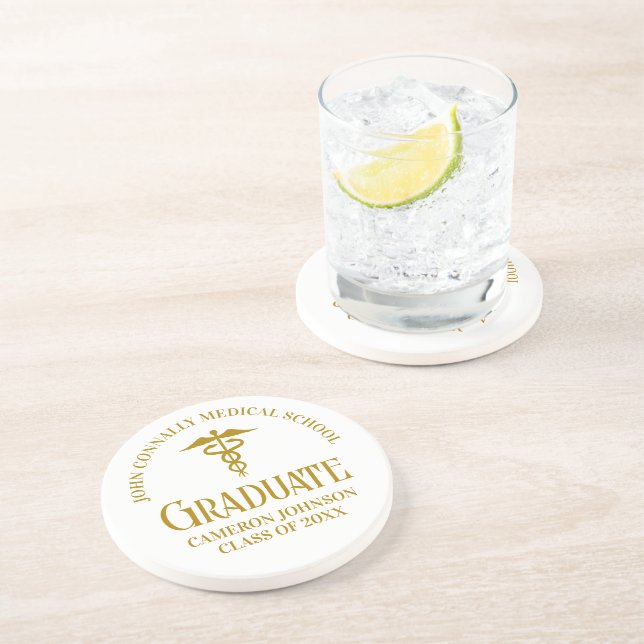 Porta-copos Formando da Faculdade de Medicina Dourada Chic (Lateral)