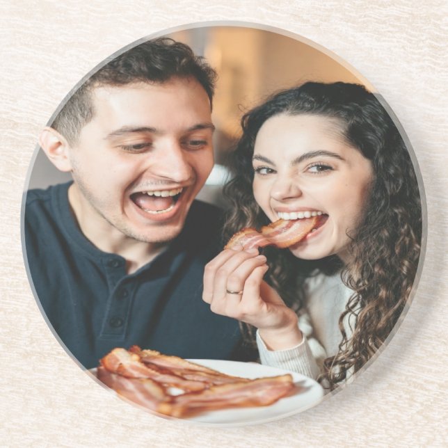 Porta-copos Foto de comer bacon personalizar (Frente)
