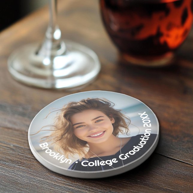 Porta-copos Foto Moderna - Texto Retroativo - Pessoal (Sandstone Coaster)