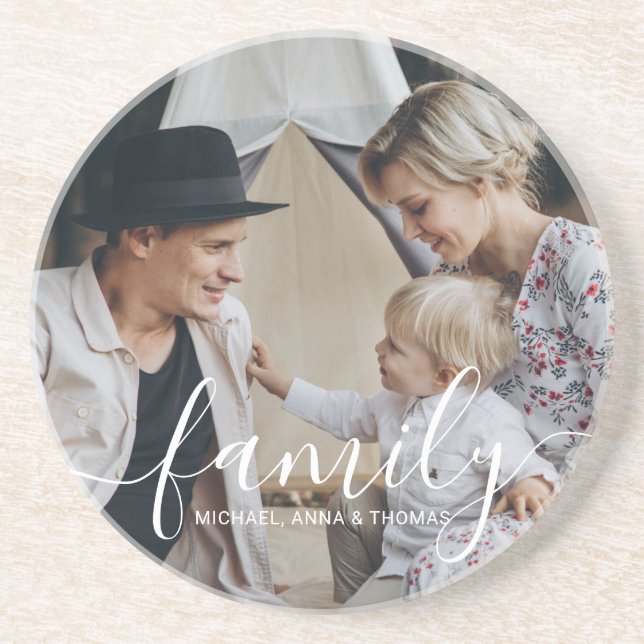 Porta-copos Foto personalizada da família com nome personaliza (Frente)