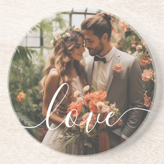 Porta-copos Foto personalizada de casal 'Amor' (Frente)