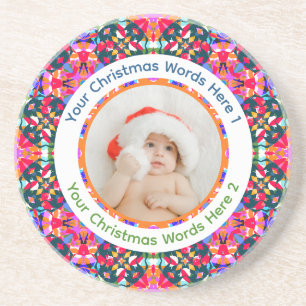 Porta-copos Fotos Personalizadas Feliz Natal Moderno Colorido