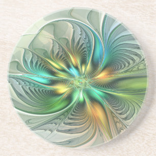 Porta-copos Fractal de Flor Abstrato moderna fantasia colorida
