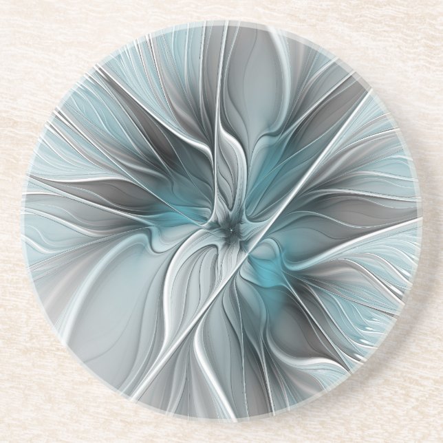 Porta-copos Fractal Fractal Moderna Abstrato com Cinza Flor Az (Frente)