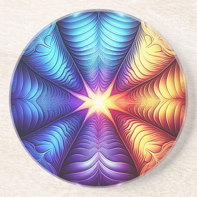 Porta-copos Fractal Lyapunov Azul Amarelo Roxo (Frente)