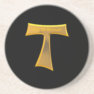 Porta-copos Franciscan Tau Cross Pax Et Bonum Dourado Metálic
