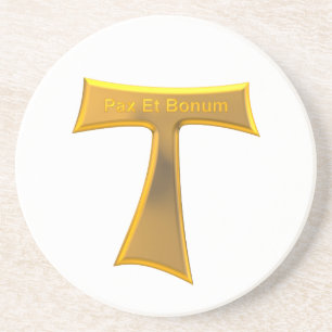 Porta-copos Franciscan Tau Cross Pax Et Bonum Dourado Metálic
