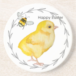 Porta-copos frango felz pascoa e flores de primavera