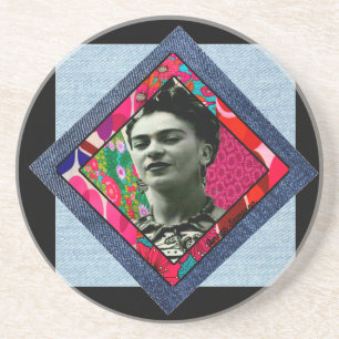 Porta-copos Frida Kahlo Retro Pink Denim