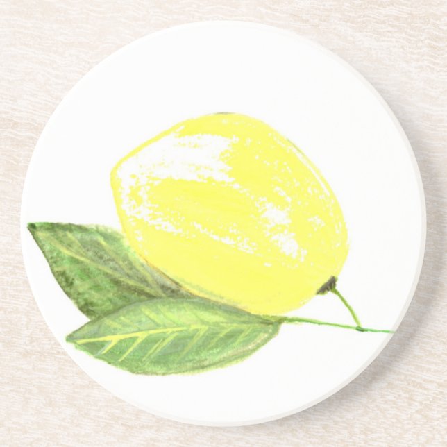 Porta-copos Fruta amarela limão Aquarela Citrus Summer (Frente)
