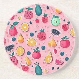 Porta-copos Frutas coloridas fofas decoração rosa