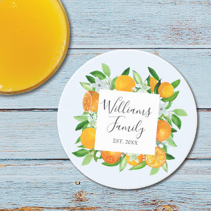 Porta-copos Frutas laranja e Flores Flora botânica de verão
