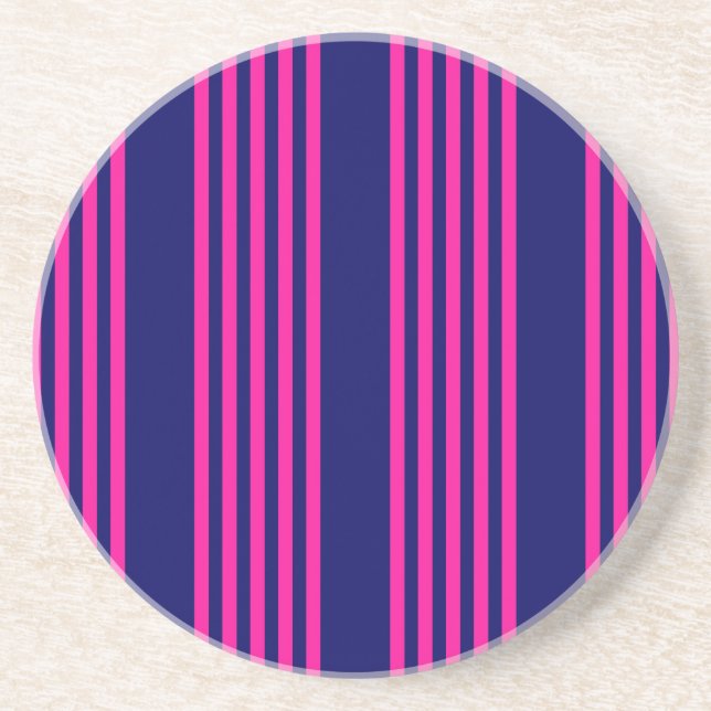 Porta-copos Fuchsia e padrão de cinco faixas azul marinho (Frente)