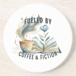 Porta-copos Fueled by Coffee & Fiction Sandstone Coaster