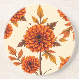 Porta-copos Fundo Floral Vintage com Marigolds e Carvalho