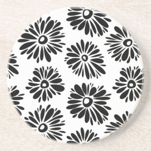 Porta-copos Funky Black e white floral