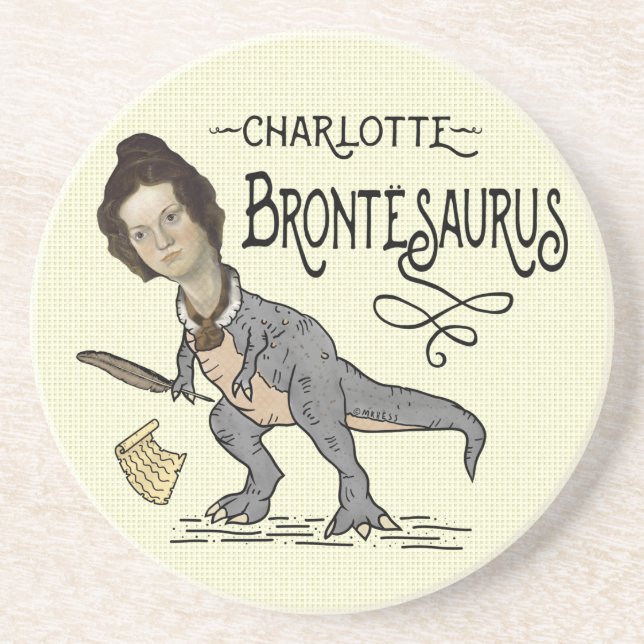 Porta-copos Funny Charlotte Bronte Surus Dinossaur Book Reader (Frente)