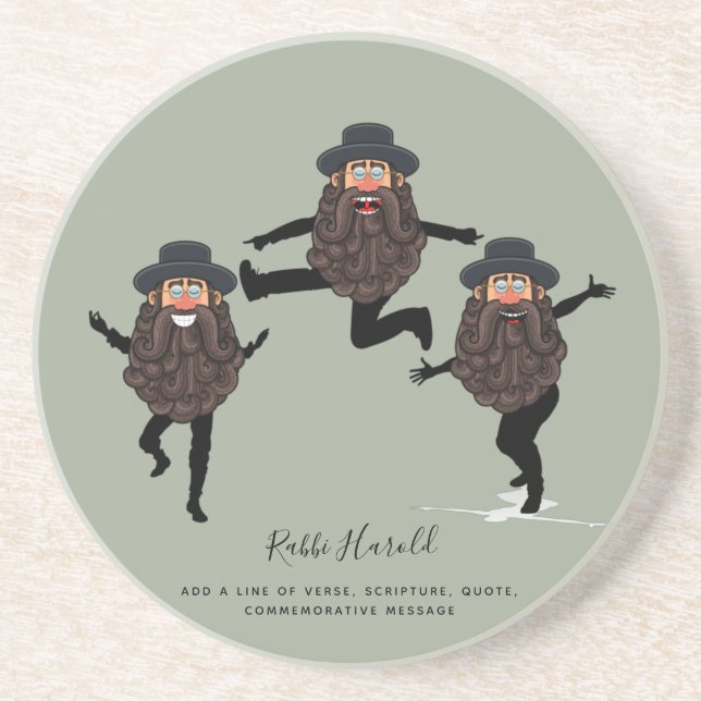 Porta-copos FUNNY Dancing RABBI Personalizado com Texto (Frente)