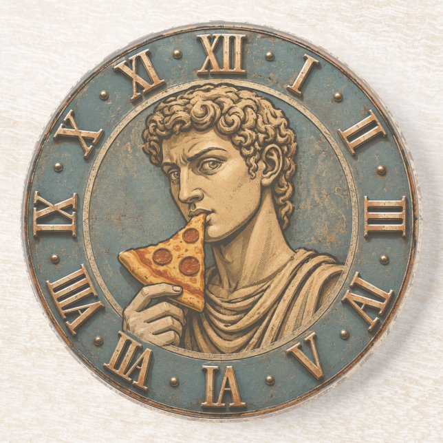 Porta-copos Funny Pizza David Renaissance Art Parody Kitchen  (Frente)