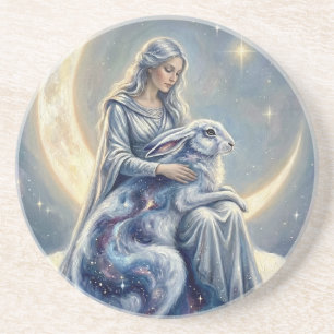 Porta-copos Galáxia Celestial Lebre Lua Deusa Arte Fantasia