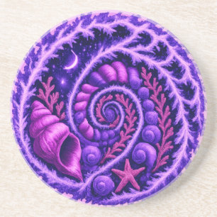 Porta-copos Galáxia Espiral do Oceano Místico Arte de Concha