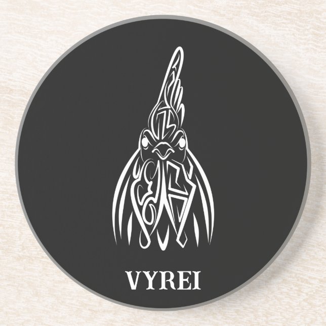 Porta-copos Galo Tribal Negro e Branco (Frente)