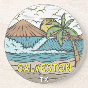 Porta-copos Galveston Beach Texas Vintage
