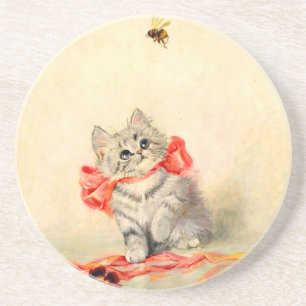 Porta-copos Gatinho com Fita Vermelha