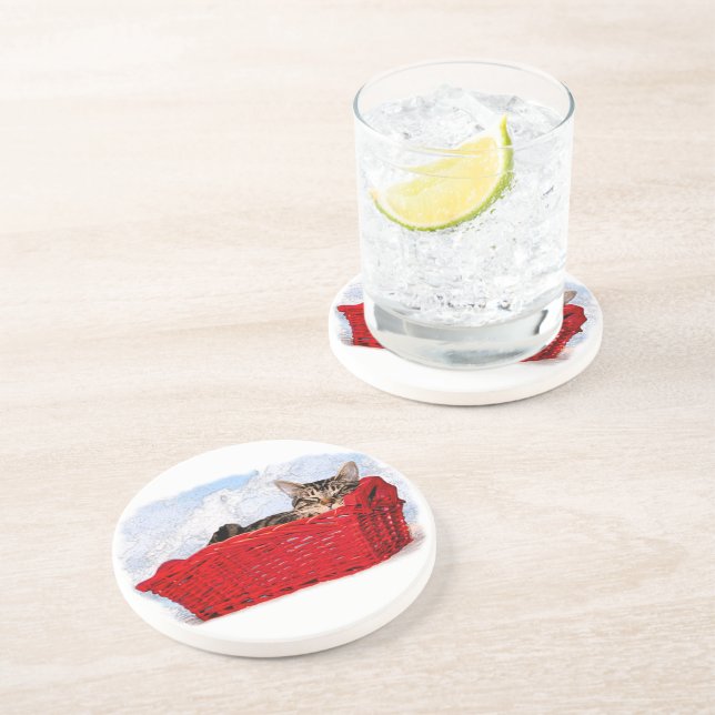 Porta-copos Gatinho Dormindo No Soquete Vermelho Brilhante (Lateral)