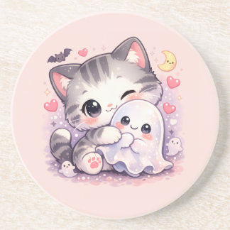 Porta-copos Gatinho Kawaii Abraçando Fantasma